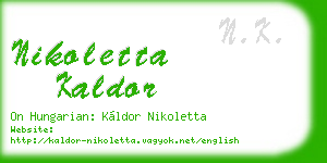 nikoletta kaldor business card